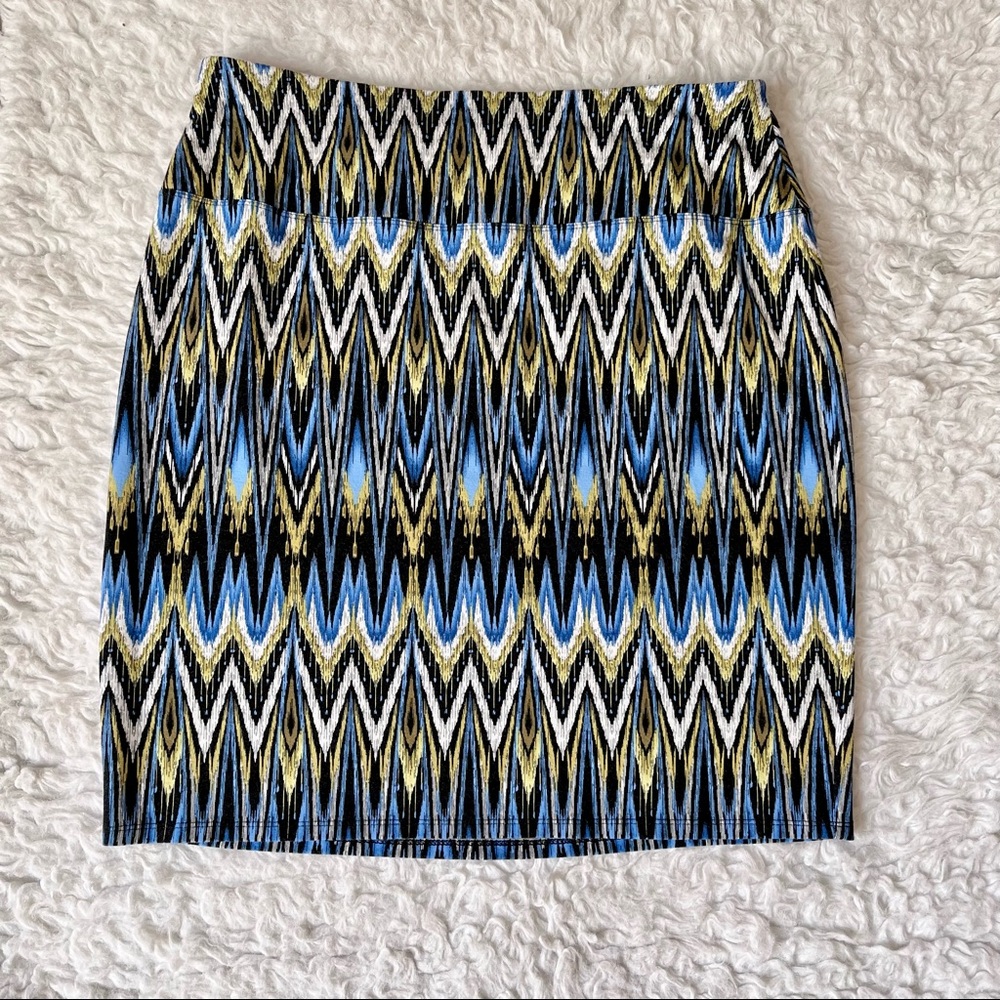 J.Jill blue zig zag striped pencil skirt, medium